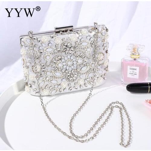Crystal Elegant Handbags Wedding Bridal Party Purse Women Ladies Clutch Chain Crossbody Wedding Bag With Stone Parites Prom Sac