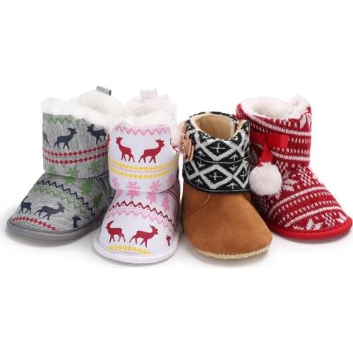 Winter Christmas Newborn Baby Girls Princess Winter Boots First Walkers Soft Soled Infant Toddler Kids Girl Footwear Shoes