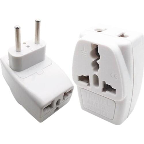 10pcs/Lot 1to3 CN US UK AU To EU Euro Europe Plug 2 Round Socket Converter Travel Electrical Power Adapter