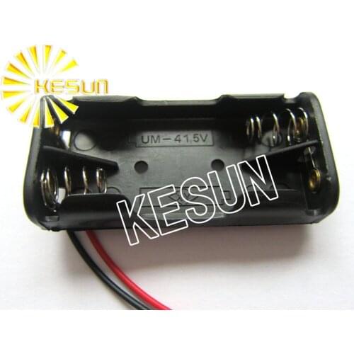 100PCS x 3V 2x AAA Plastic Black Battery Storage Case Box Holder Socket With150mm Wire Leads