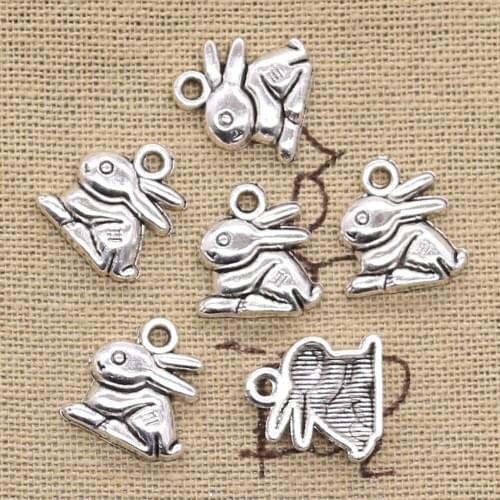 15pcs Charms Lovely Rabbit 14x13mm Antique Making Pendant fit,Vintage Tibetan Silver color,DIY Handmade Jewelry