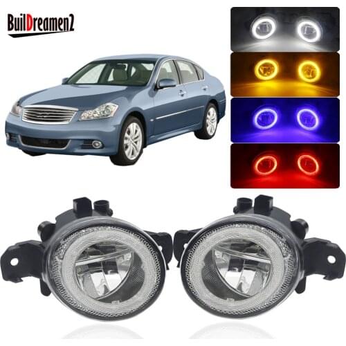 2 X Angel Eye Fog Light DRL Car Front Bumper LED Fog Lamp Daytime Running Light H11 4000LM 12V For Infiniti M35 2008 2009 2010