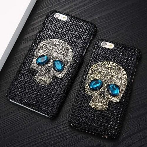 3D Cool Punk Skull Spikes Studs Rivet Diamond Bling Capa Case For iPhone 12 Mini 11 Pro XS Max X XR 6 6S 7 8 Plus SE Rock Cover