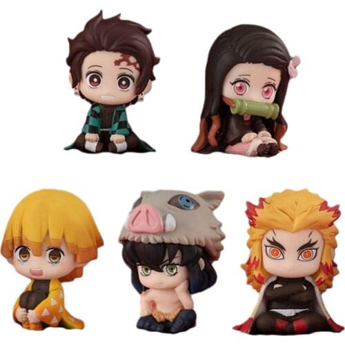 5pcs/set Of Anime Demon Slayer Nidouzi Tanjiro Zenyi Mini Doll Toy Decoration Collection Gift