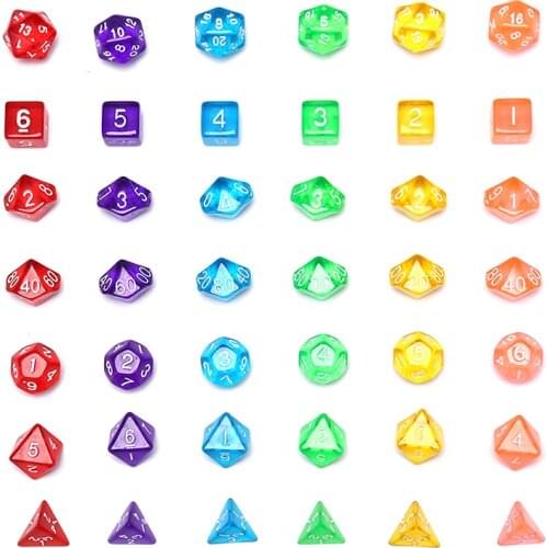7pcs/set Creative Game Dice D&D Colorful Multicolor acrylic Dice Mixed