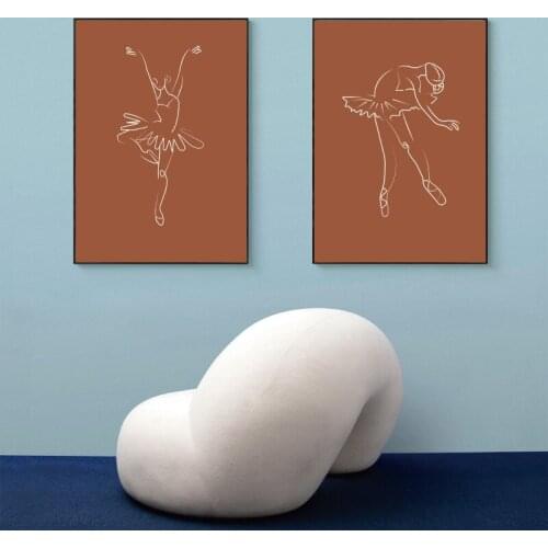Abstract Ballet Girl Wall Art Poster Hand In Hand Canvas Painting Beauty Women Line Drawing Print Minimalist Pictures Home Decor