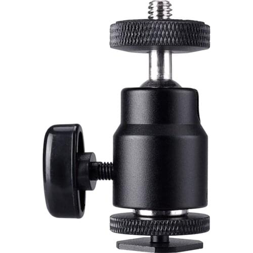 Hot Shoe Mount Adapter 1/4" Mini Ball Head Ring Light Adapter for Cameras, Camcorders, Smartphone, Gopro, LED Video Light