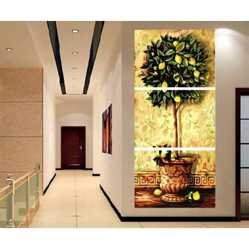 5D diamond Embroidery 3pcs Full Square round Diamond 5D Diy Diamond Painting Money Tree Of Happy Cross Stitch Mosaic DecorZP-752