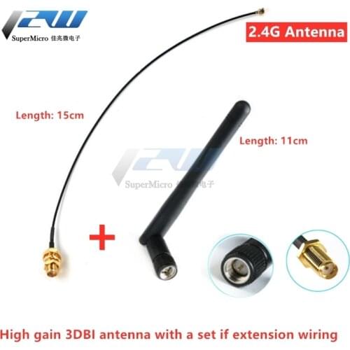 2.4GHz 3dBi WiFi 2.4g Antenna Aerial RP-SMA Male wireless router+ 17cm PCI U.FL IPX to RP SMA Male Pigtail Cable ESP8266 ESP32