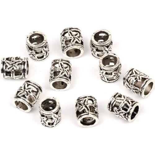 6x8mm Antique Silver Flower Cylinder Metal Spacer Beads Scarf Beads For Needlework Charm Beads For Jewelry Bracelet Making Diy