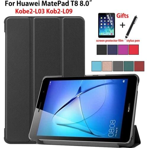 Case For Huawei MatePad T8 8.0 Kobe2-L03 KOB2-L09 Cover Funda Tablet Slim PU Leather Protective Stand Skin Shell Capa +Gift