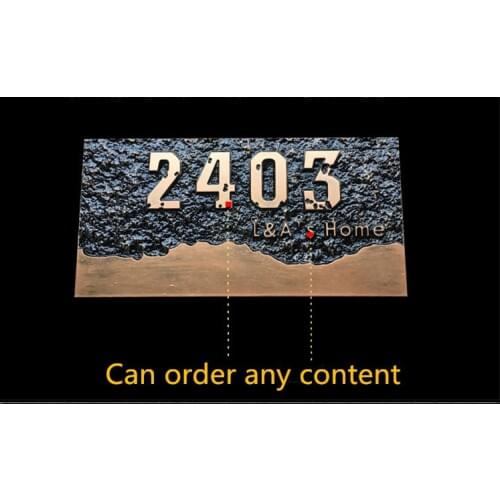 Size 20*10cm retro luxury design Numbers and letter Customized House Hotel Door Plates home door number