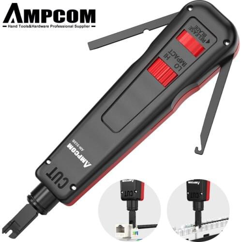 AMPCOM Professional Impact 110 Ethernet Punch Down Tool with Blade Storage for 110 Blades, Impact Terminal Insertion Tools