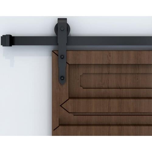 JACHOR 4-16FT Sliding Barn Door Track Hardware Kit Antique Style Hanger Rail System Arrow Shape Door Pulley Set for Single Door