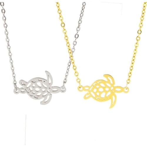 Jaymaxi Stainless Steel Turtle Necklace Mirror Finish Polished Animal Pendant DIY Jewelry 45cm Chain