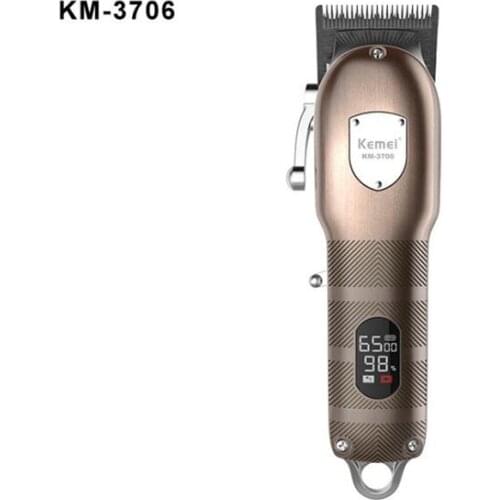 Kemei hair trimmer KM-3706 rechargeable hair clipper cordless haircut machine beard trimmer 10W powerful LCD clipper metal body