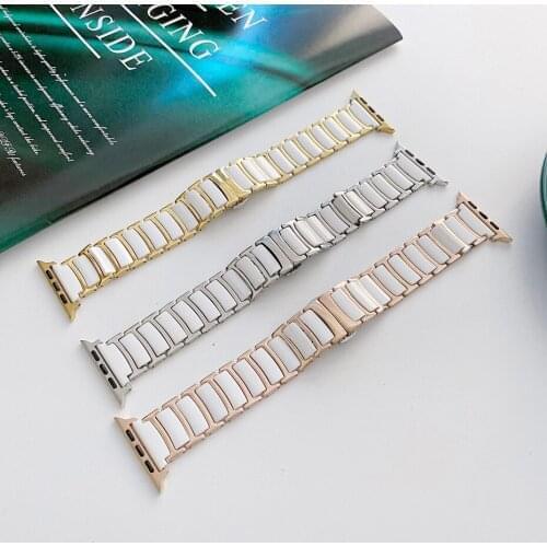 Ceramics Steel strap for apple watch band 44mm iwatch 42mm Series SE 6 5 4 3 2 1 Wristband 40mm 38mm bracelet Replacement loop