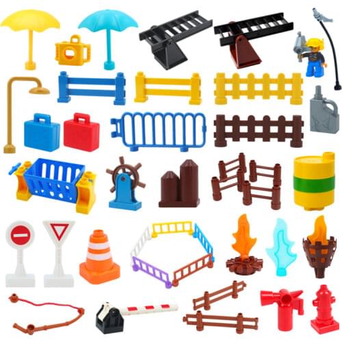 MOC DIY Big Building Blocks Outdoor Fire Fighting Gas Station Large Bricks Children Kid Gift Assemble Toy Compatible with Duplo