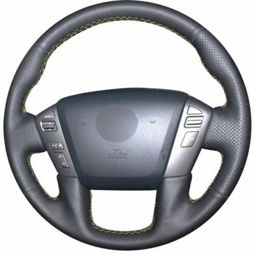 Top Leather Steering Wheel Hand-stitch on Wrap Cover For Infiniti QX56 11-13 QX80 13-17