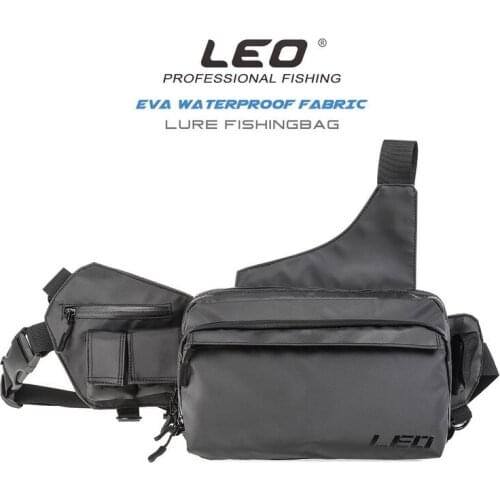 Leo EVA Fabric Waterproof Lure Diagonal Pocket Fishing Gear Sequin Bag Crossing Waist Bags Fishing Accessories Pesca Black Pack