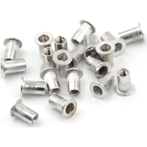 M4 M5 M6 M8 M10 Aluminum Alloy Rivnut Flat Head Threaded Rivet Insert Cap Rivet Nut 20Pcs