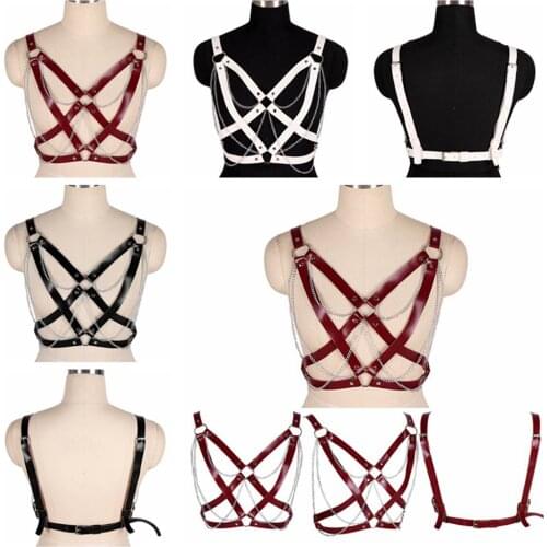 Metal Chain Accessories Holographic Body Chain Harness Top Crops Goth Punk Women Waist Festival Rave Outfit Erotic Lingerie