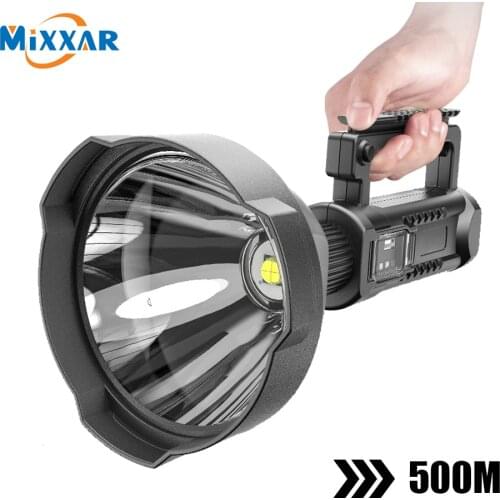 Powerful LED Flashlight Portable XHP90.2 Torch USB Rechargeable Searchlight Waterproof Spotlight with Base Fishing Light Lantern