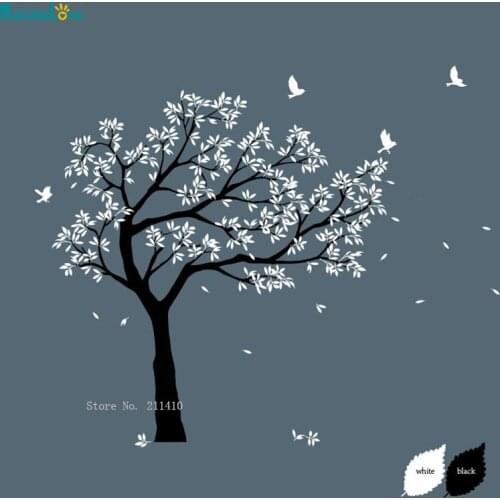 Tree Birds Wall Decal-Nursery Large Tree Vinyl Mural Removable Home Decoration Playroom Nursery Removable YT1948