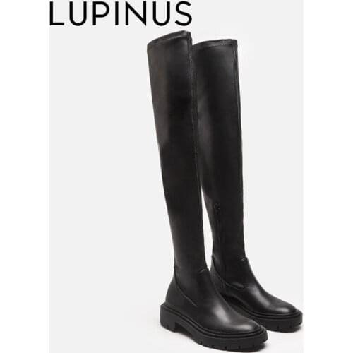 LUPINUS 2021 New Women Over The Knee Boots Fashion Platform Women Knight Boots Winter Round Toe Chunky Heel Women Long Boots