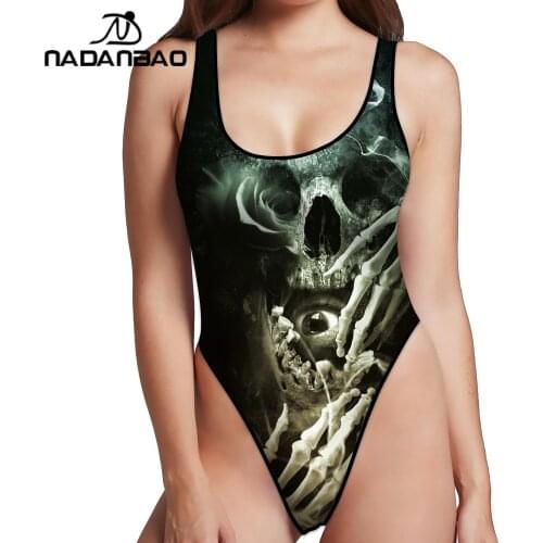 NADANBAO New Halloween Push Up Swimwear One Piece Swimsuit Bodysuit Beach Wear Monokini Sexy Bodysuit Beachwear