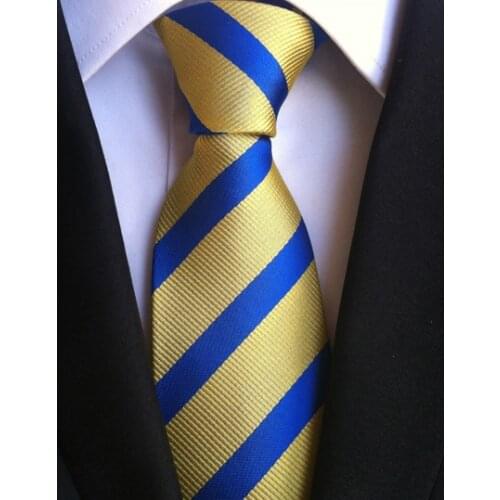 Wholesale 8cm Men Woven Ties Gold Blue Classic Striped Necktie