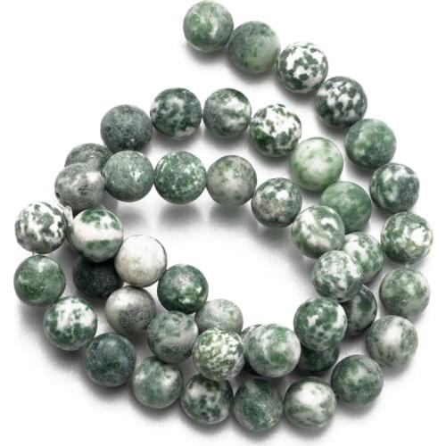 Wholesale Dull Polished Natural Stone Matte Green Spot Beads 4 6 8 10 12mm DIY Making Bracelet Necklace Jewelry Accessories