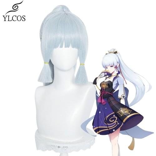 Game Genshin Impact Ayaka Kamisato Cosplay Wig Halloween Party Costume Accessories