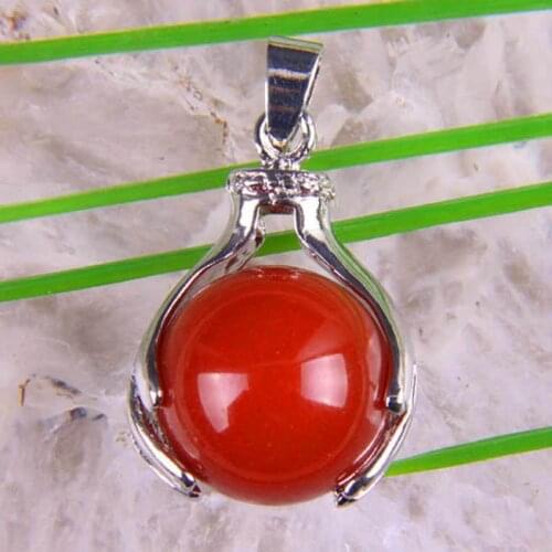 Natural Red Carnelian Round Bead GEM Pendant Jewelry S334