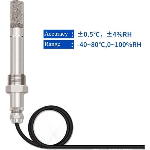 RS485 -40~80'C 0-100%RH temperature and humidity sensor with 1/2'' screw thread transmitter signal captor with metal case