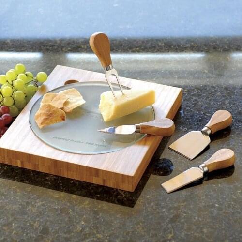 Steel Cheese Knife Combination Set Cutting Tools Bamboo Knives Cheese Cooking Kitchen Tools Handle Fork Home Shovel L9V8