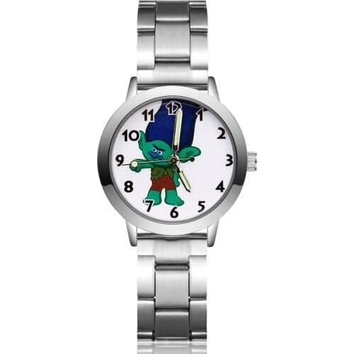 Cute Cartoon Trolls style Childrens Watches Kids Student Girls boys Quartz Metal steel Wrist Watch JA42