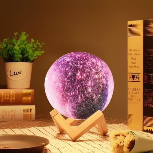 New Timing Star Moon Lamp 16 Colors 15cm LED 3D Print Moon Light With Stand & Remote & Touch Control And USB Rechargeable