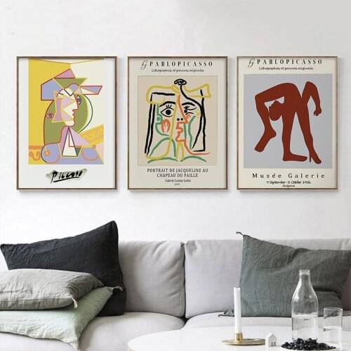 Vintage Abstract Pablo Picasso Exhibition Poster Museum Print Gallery Wall Art Canvas Painting Picture Living Room Home Decor