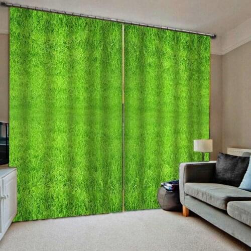 Green curtains Grassland curtain Luxury Blackout 3D Window Curtains For Living Room