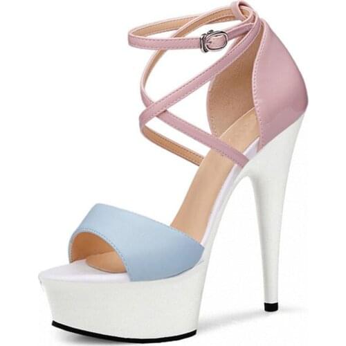 Women sandals Roman gladiator shoes sexy high-heeled shoes peep toes 15cm High-heeled summer sandals