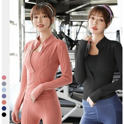 Women Sport Shirts Athletic Slim Fit Long Sleeved Fitness Coat Yoga Crop Tops With Thumb Holes Gym Jacket Workout Sweatshirts