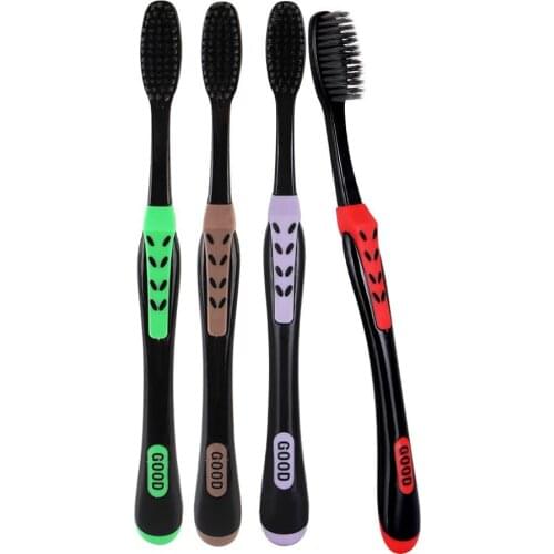 4pcs Toothbrush Black Double Ultra Soft Toothbrushes Professional Dental Nano-antibacterial Tooth Brush for Adults