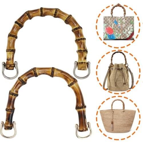 1Pair Nature Wooden Bag Handle Replacement Diy Handbag Tote Handles O Bag Handles Purse Bags Accessories Bamboo Imitation Handle