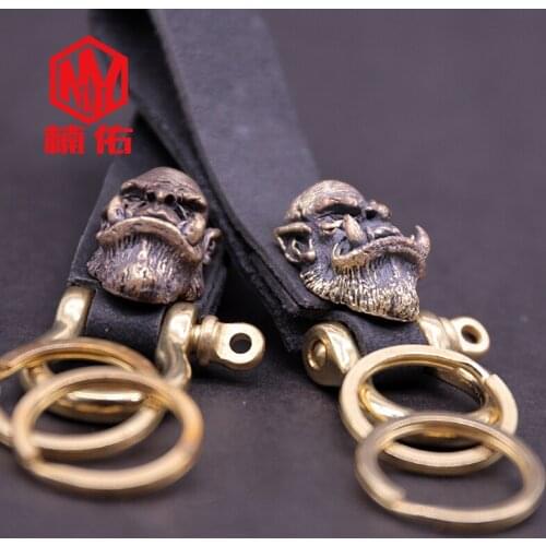 1PC Handmade Brass Keychain EDC Car Keychain World Of Warcraft Horseshoe Buckle