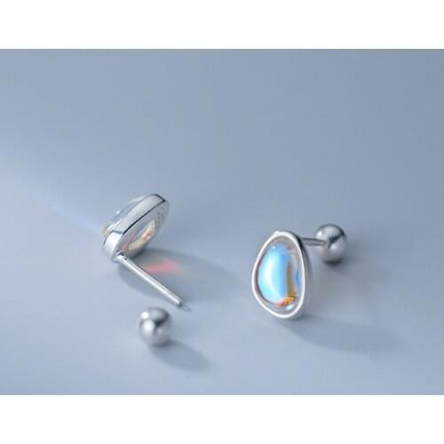 100% 925 Sterling Silver Screw Back Earrings Synthetic Glaze Waterdrop Ear Earrings For Women Girl Jewelry Present