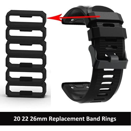 20mm 22mm 26mm Soft Silicone Rings Fastener Rings Security Loop for Garmin Fenix 5 5X 5S 6 6S 6X Pro Silicone Replacement Band
