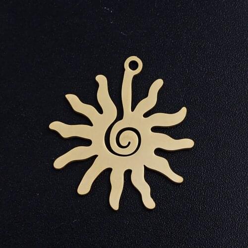 5pcs/lot Spiral Sun Stainless Steel Jewelry Pendant DIY Charms Wholesale Factory Store Jewellery Supplies High Polished