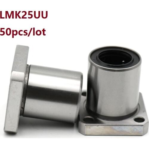 50pcs/lot LMK25UU LMK25 Square Flange Linear Bushing linear Bearing flange linear ball bearing for linear shaft CNC 3D printer
