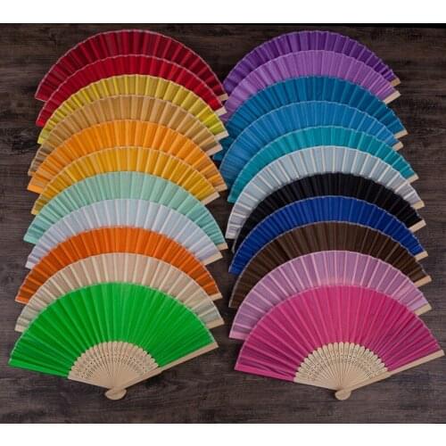 50Pcs / Lot Silk Folding Fan Chinese Japanese Pattern Art Craft Gift Home Decoration Ornaments Dance Hand Fan